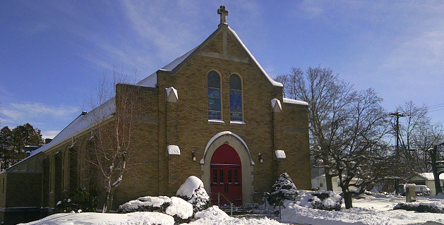 snowy church